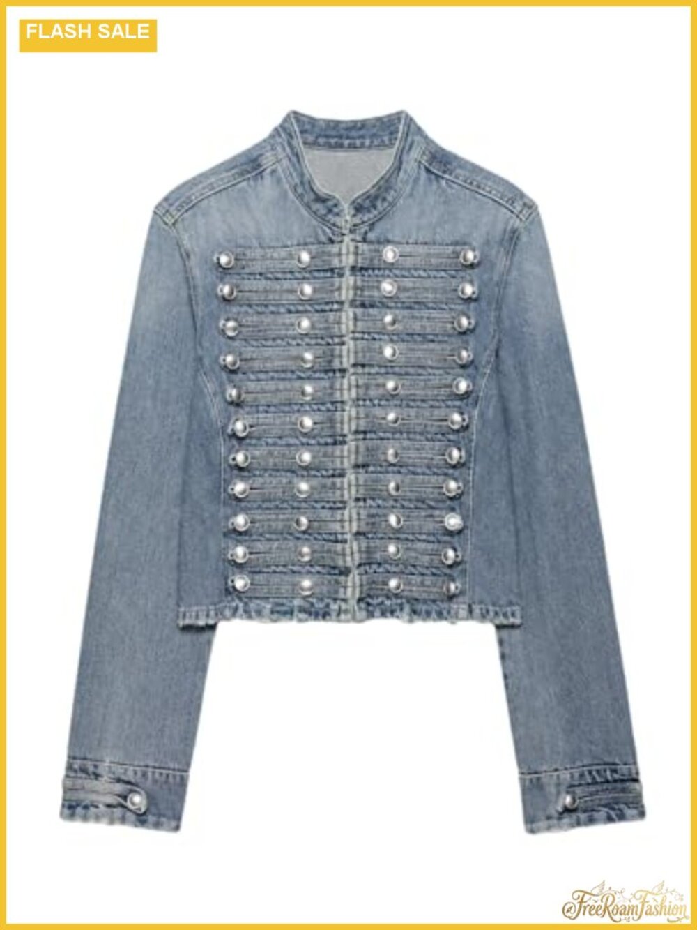 Women's Cropped Denim Jacket Long Sleeve Jean Coat Vintage Double Breasted 2026